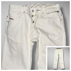 Diesel Jeans Men 29x32 White Paddom Straight Leg Stretch Designer Modern 008AC‎